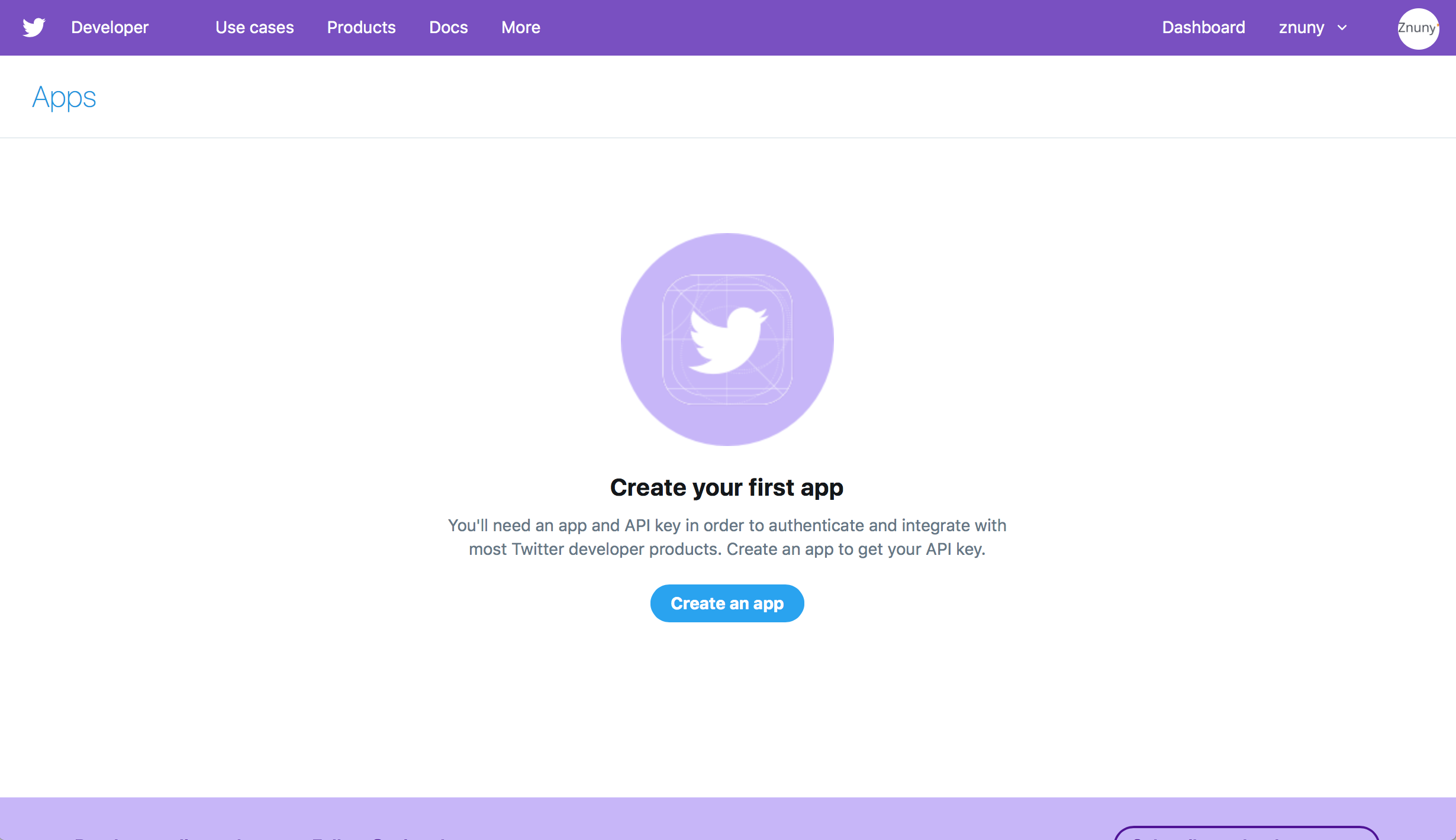 Twitter Entwickler-Konto: App-Seite erstellen
